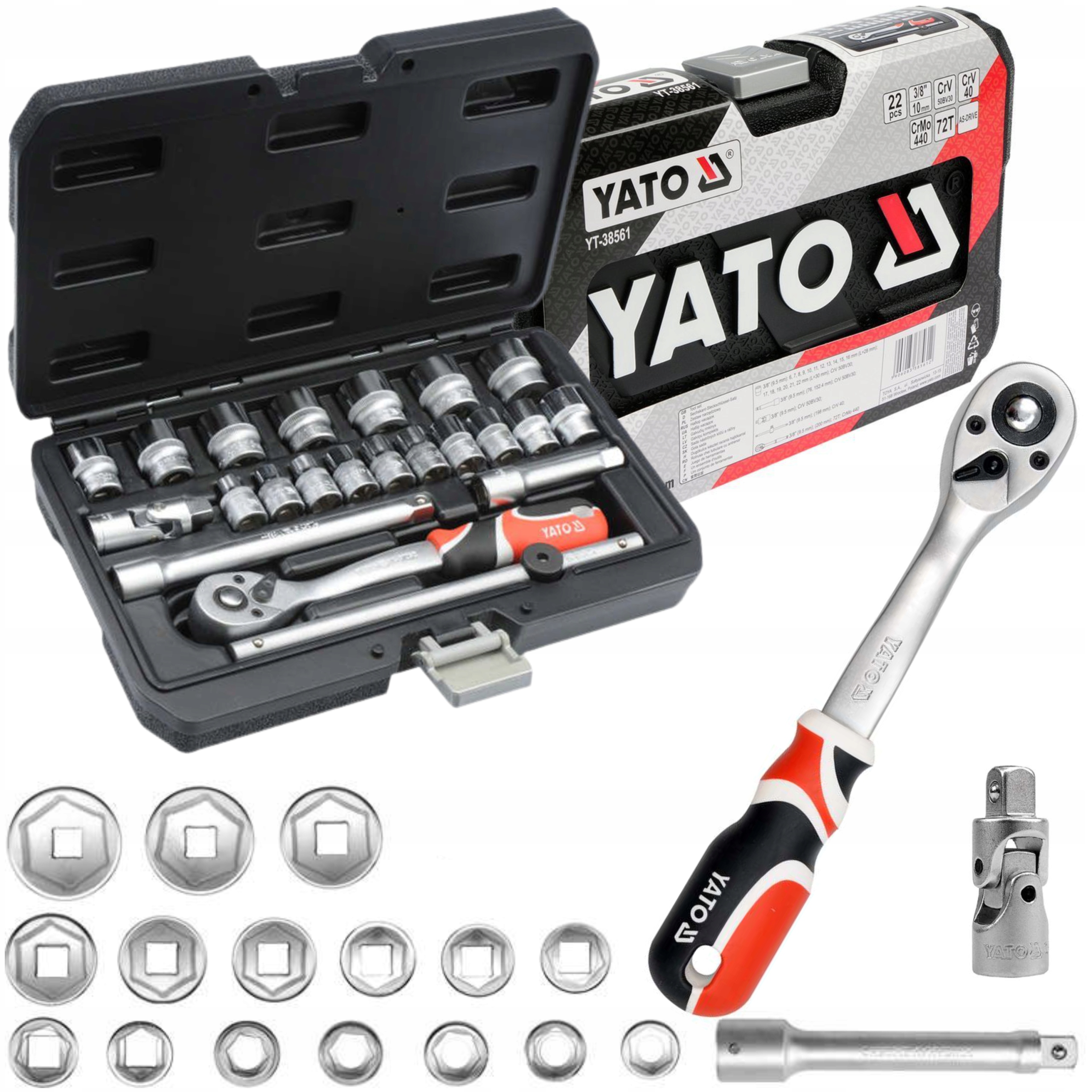 

Zestaw Narzędziowy 3/8'' 22cz Yato YT-38561 Klucze