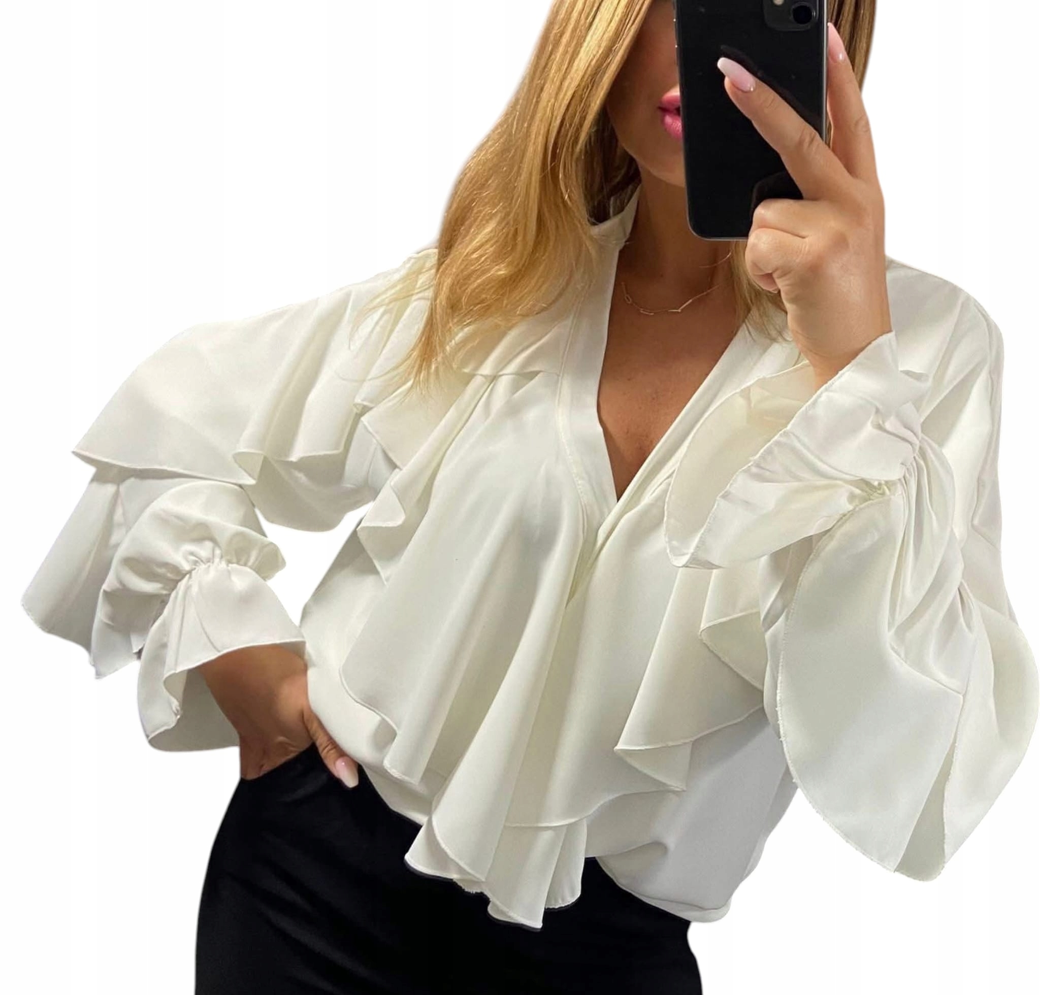 U218 Šifonová Košile Se Španělským Rukávem, Bílá, vel. 50 (5XL)