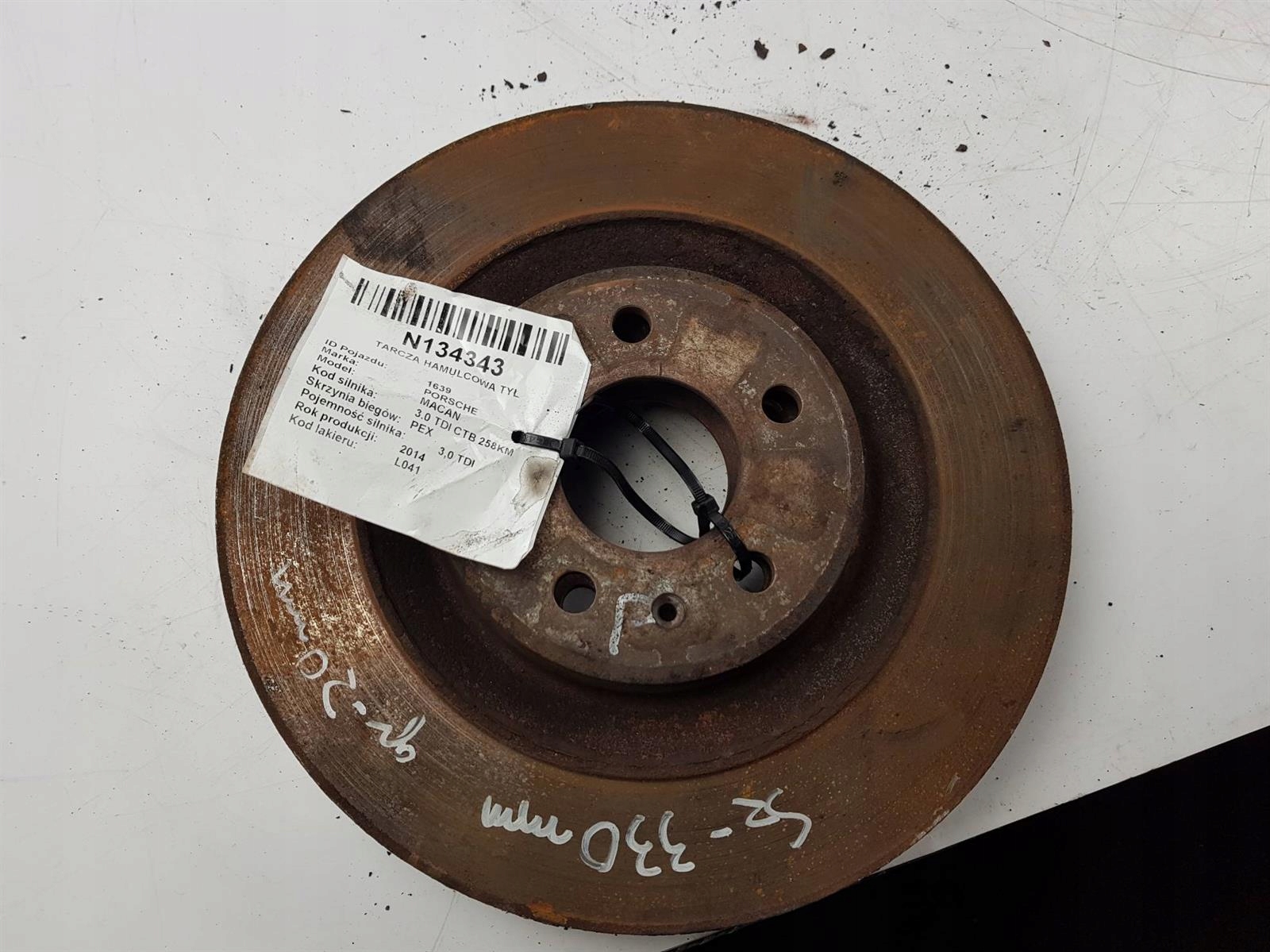 TARCZA HAMULCOWA TYL PORSCHE MACAN 95B Part manufacturer Porsche original OE