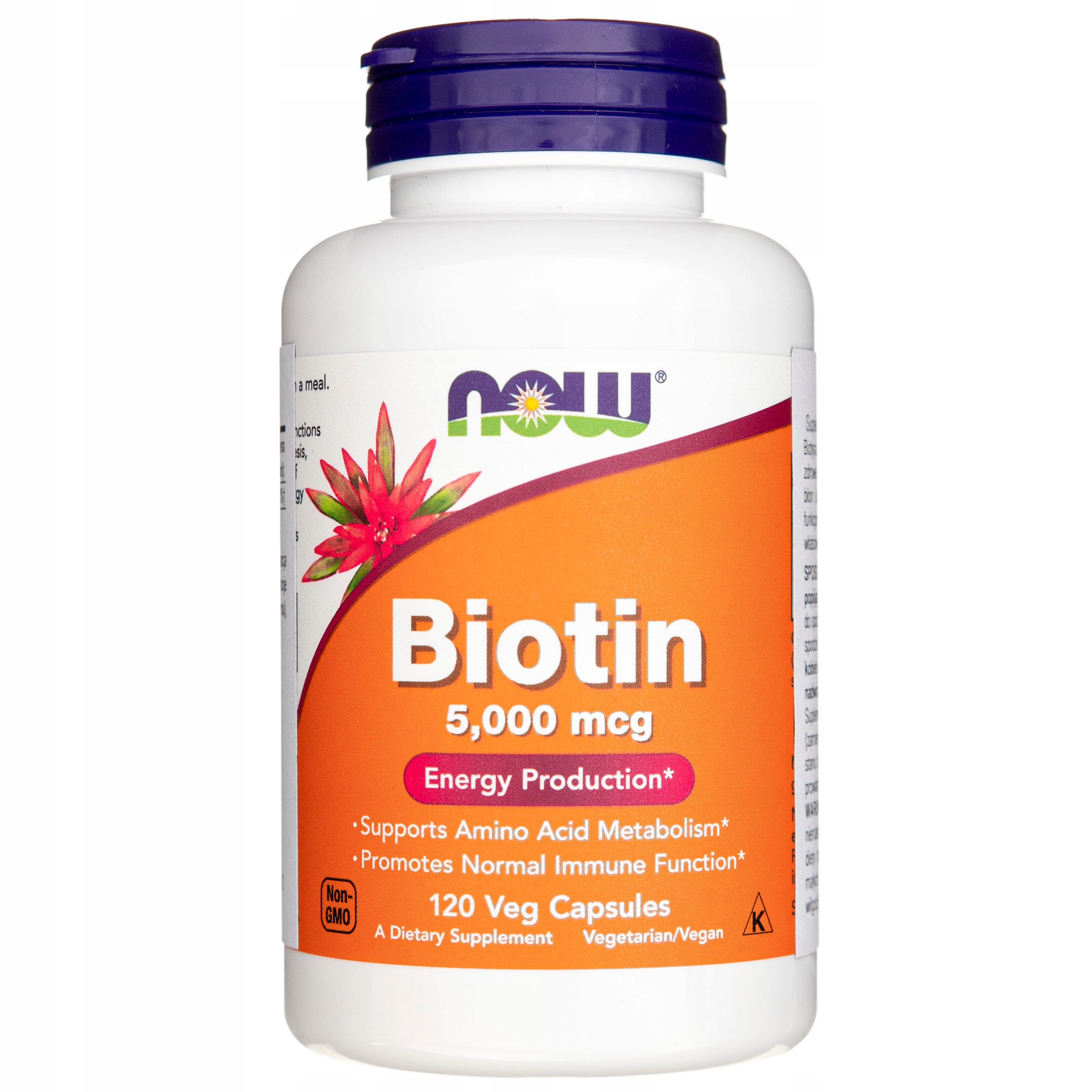 BIOTYNA BIOTIN NOW FOODS ZDROWE WŁOSY 5MG 5000mcg 120 KAPUŁEK