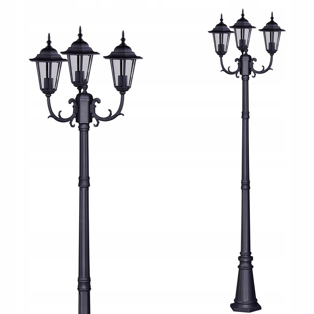Kaja Latarnia ogrodowa Standard 233cm czarna metalowa szklane klosze