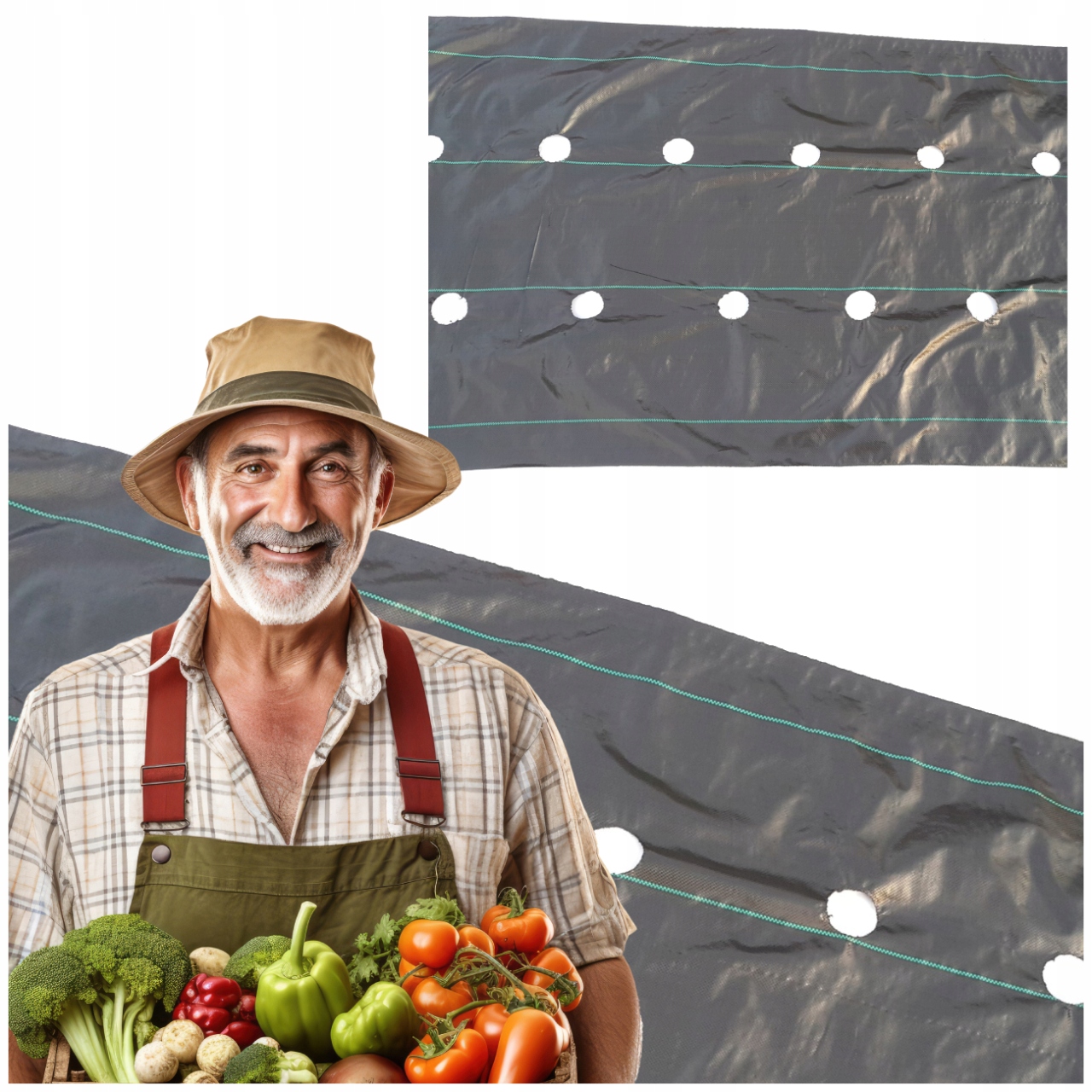 Agrotkanina Otwory Pod Truskawki Ogórki 1,1X20 m Ochrona Przed Chwastami