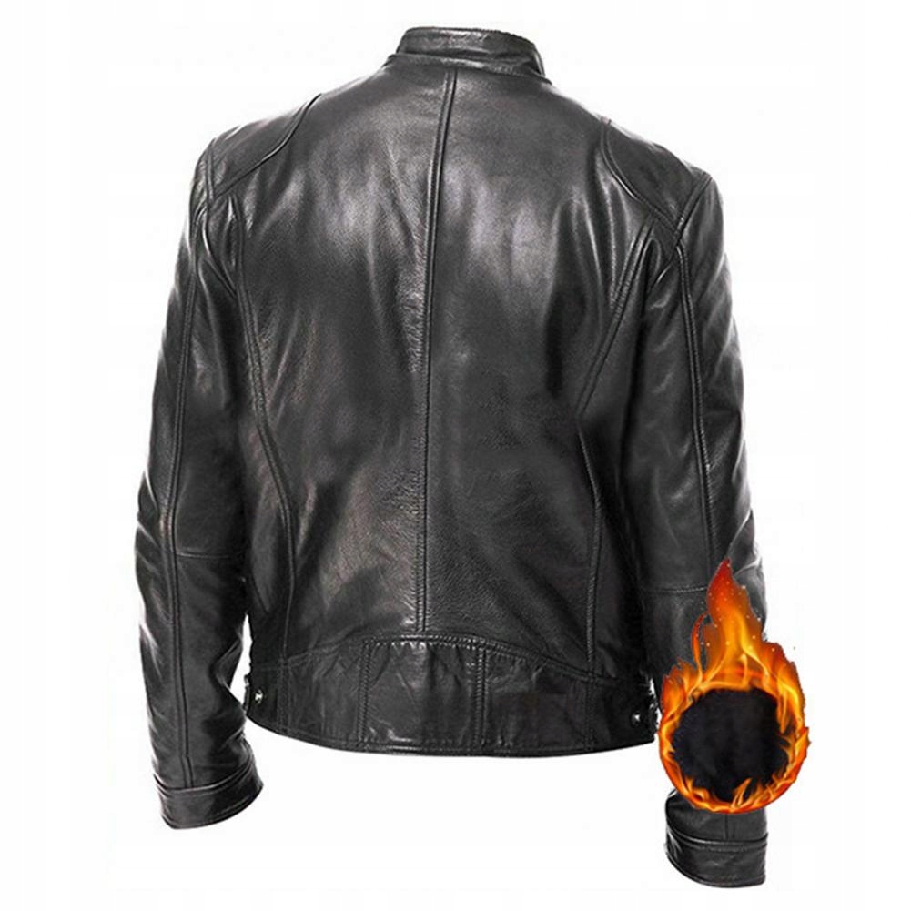 Men Jacket Solid Color Stand Collar Zipper Long Sl Linia regular