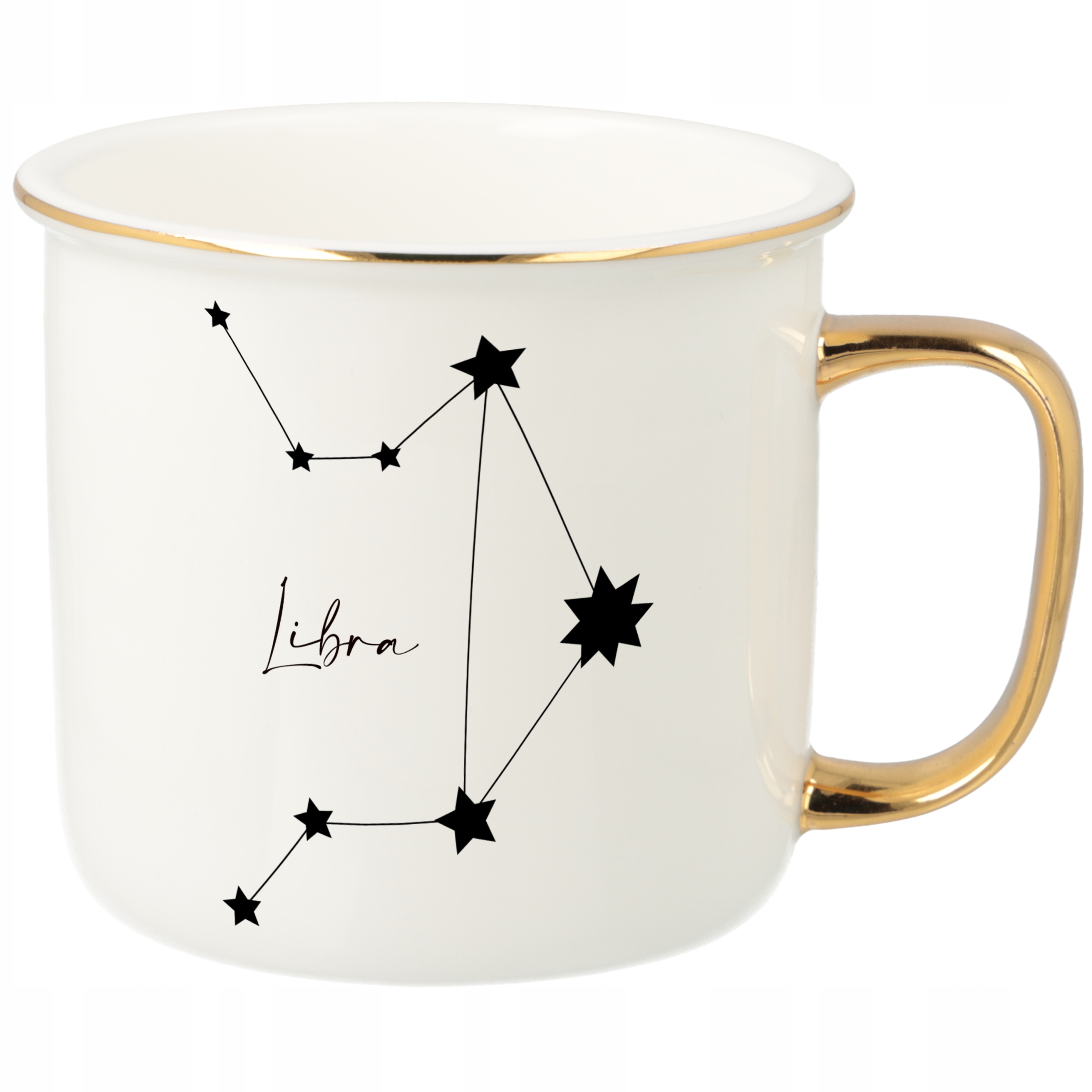 Hrnek Ucho Forma Zlatý Porcelánový Retro Dárek Pro Fanoušky Zodiaků Libra Vzory