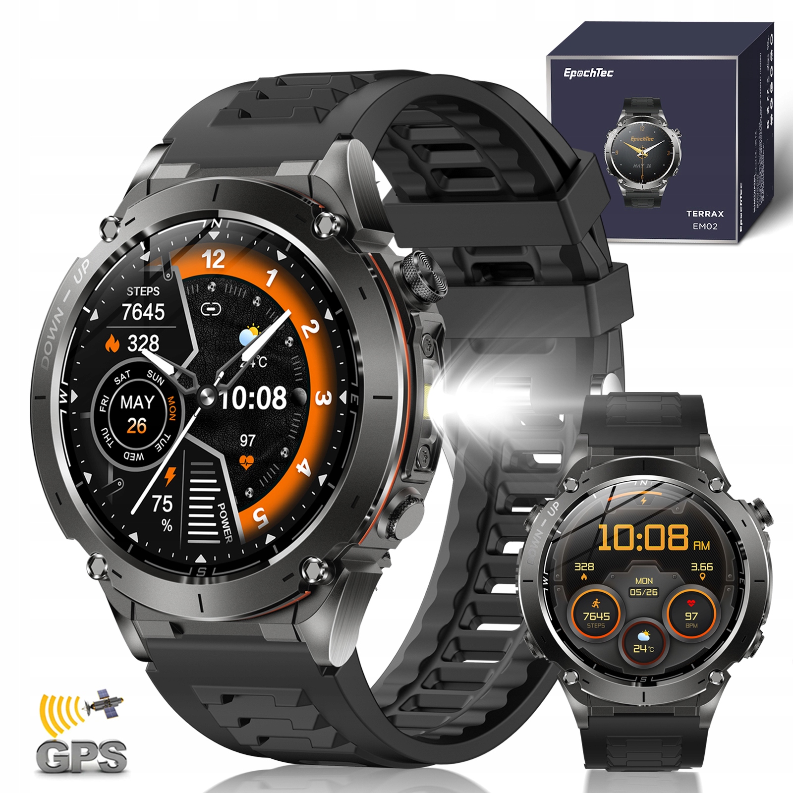 Odolné outdoorové chytré hodinky, pánské sportovní chytré hodinky s Gps, kompasem, 3ATM