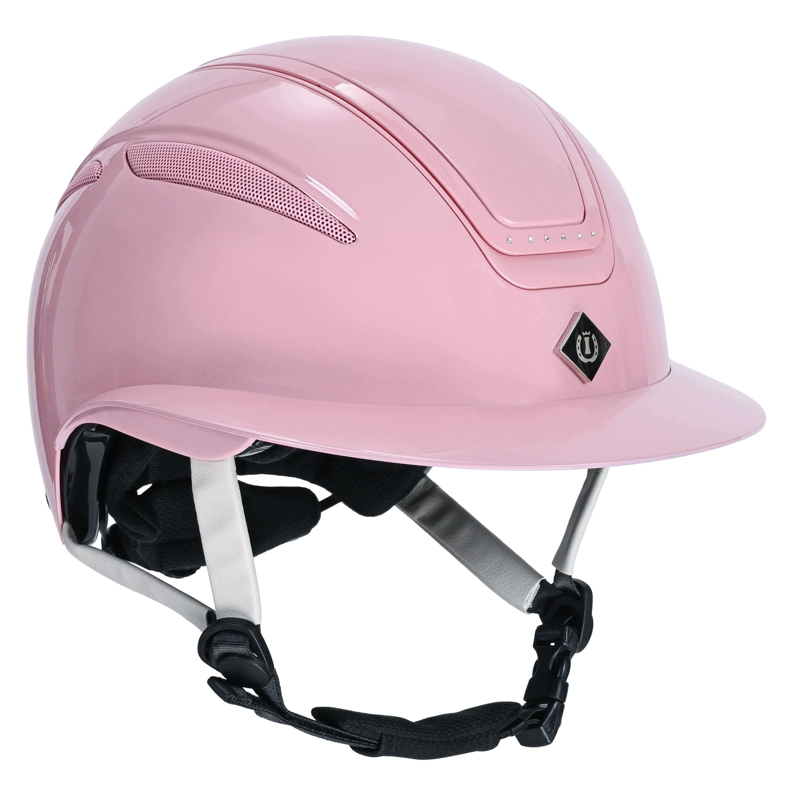 Kask jeździecki Imperial Riding IRHOlania Delux szeroki daszek różowy S