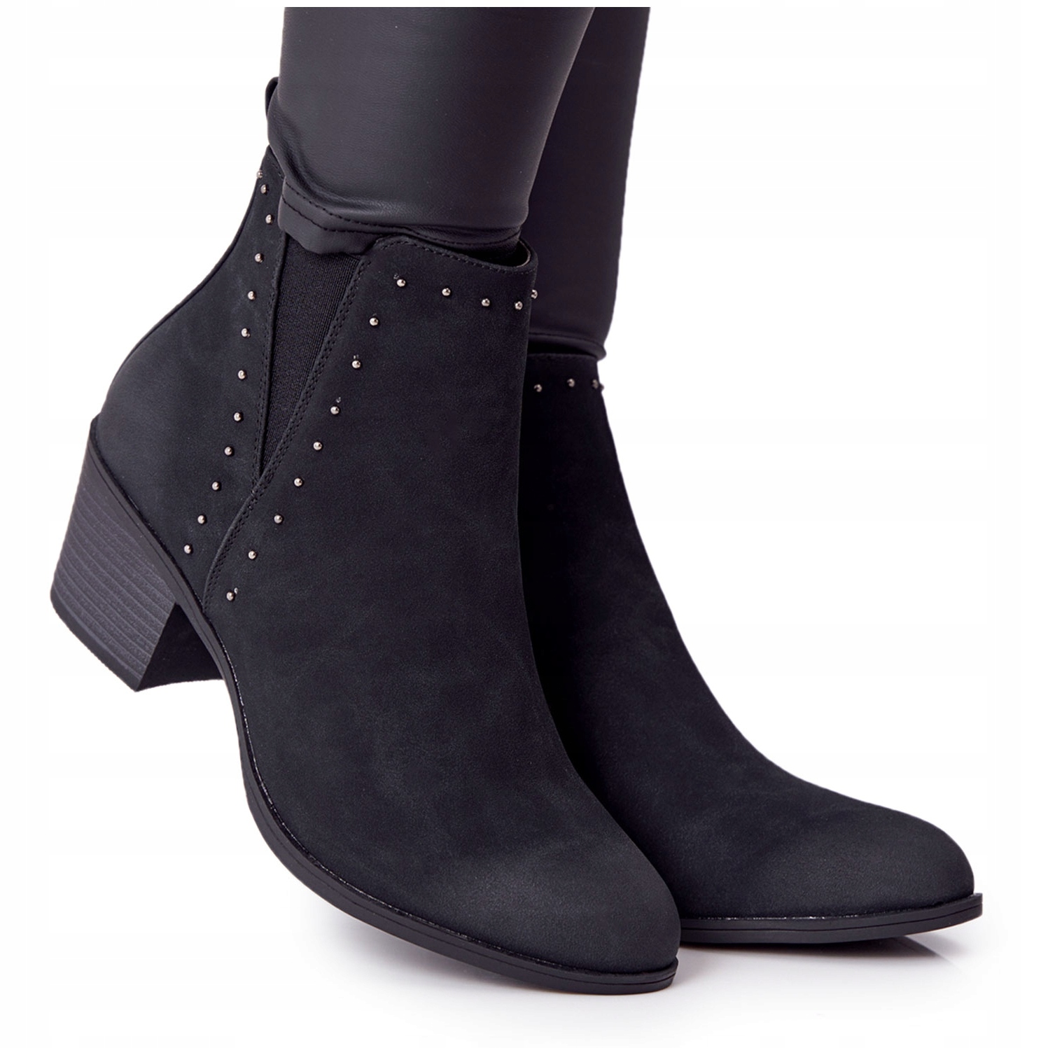 

Czarne Skóra ekologiczna Buty Botki PJ1 r.37