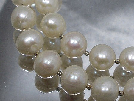 Pravé velké bílé perly – náhrdelník Stříbro