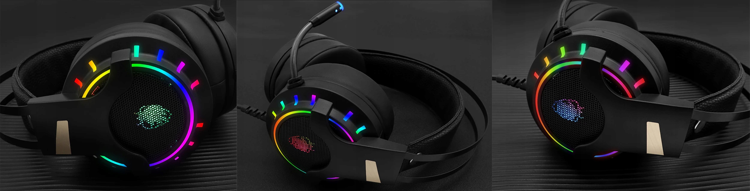 SŁUCHAWKI GAMINGOWE RGB LED MIKROFON USB JACK Rodzaj słuchawek wokółuszne