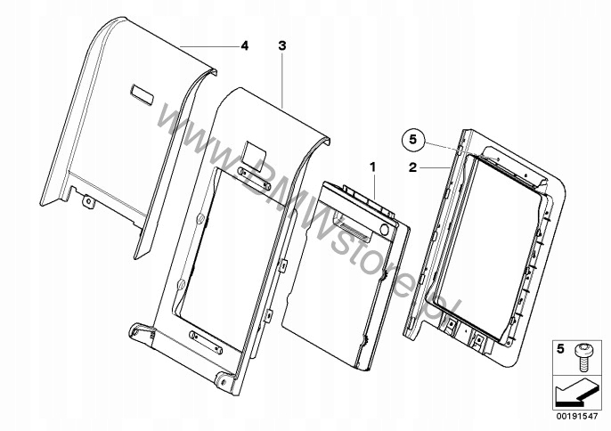 BMW 5 E60 E61 бардачок дивана зад на Grau 7160551