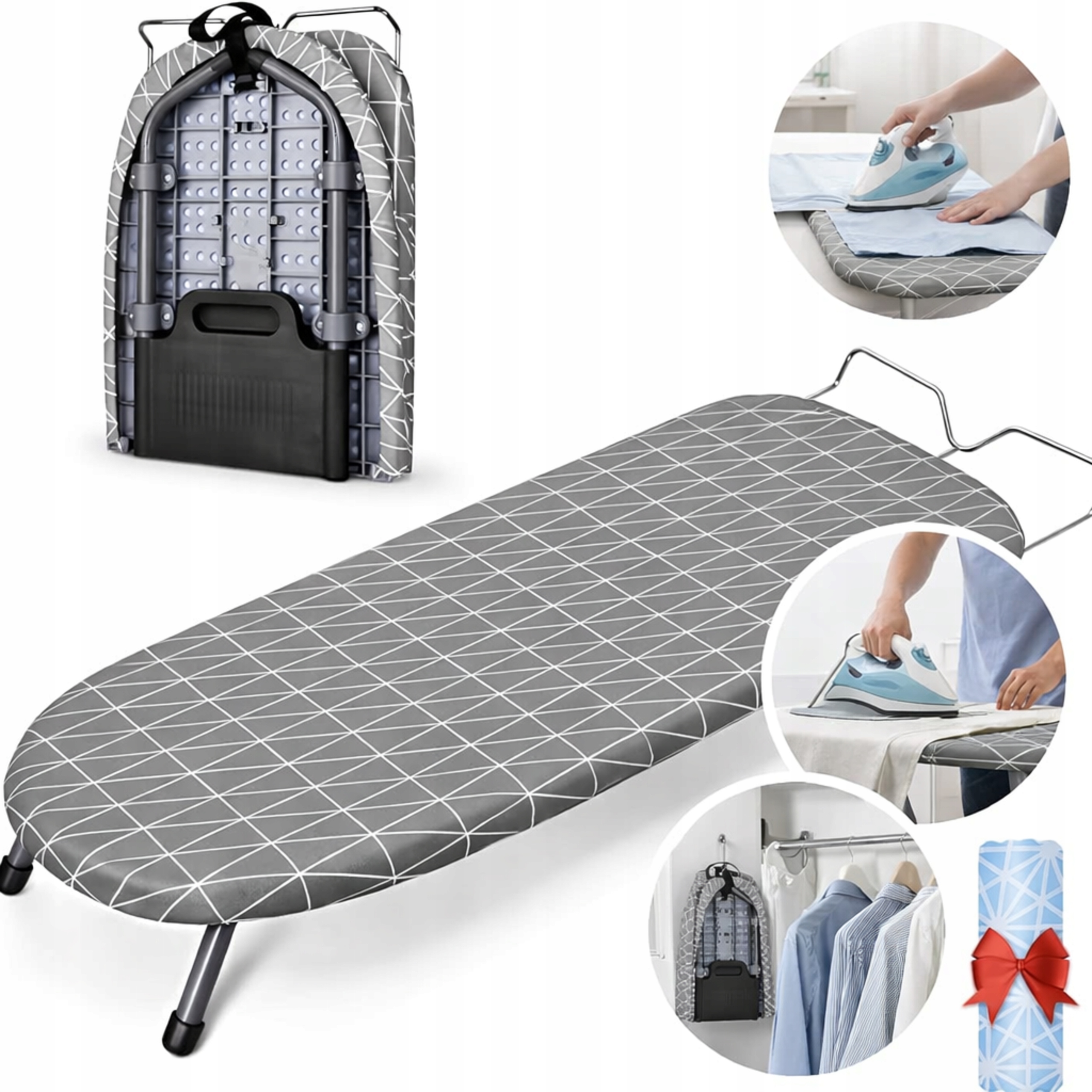 Skládací žehlicí prkno stolní 81,5 x 31 cm šedé, stabilní, kompaktní