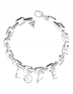 Dámský náramek Guess 4 Love Písmena ocel barva stříbra zirkony L