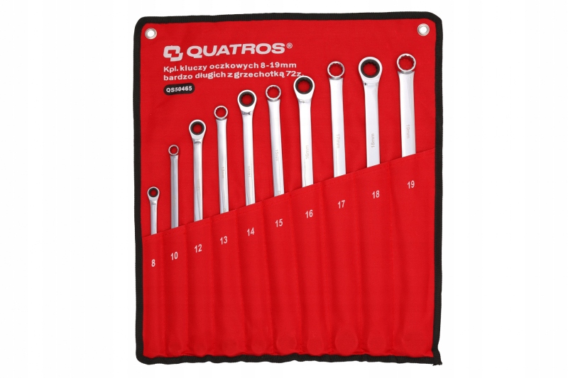 KLUCZE OCZKOWE DŁUGIE Z GRZECHOTKĄ 8-19MM 10SZT