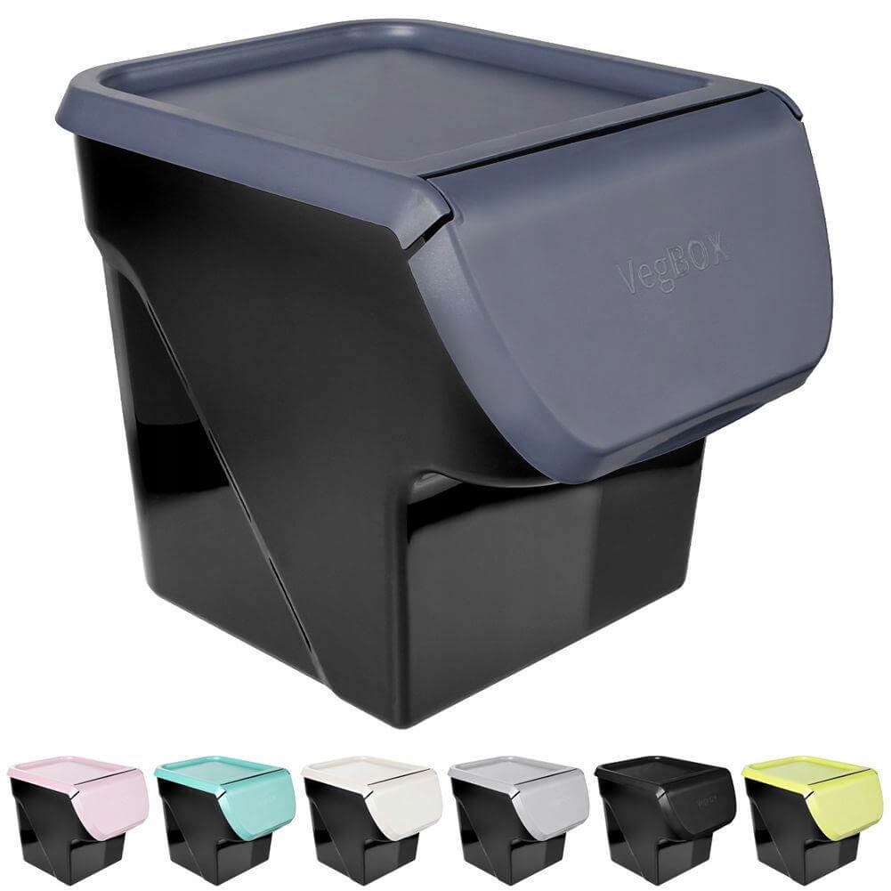 Zestaw 2x pojemnik kuchenny na cebule ziemniaki Kolor czarny