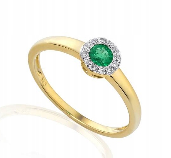 Prstýnek Au 585 se smaragdem a diamanty R32963, vel.