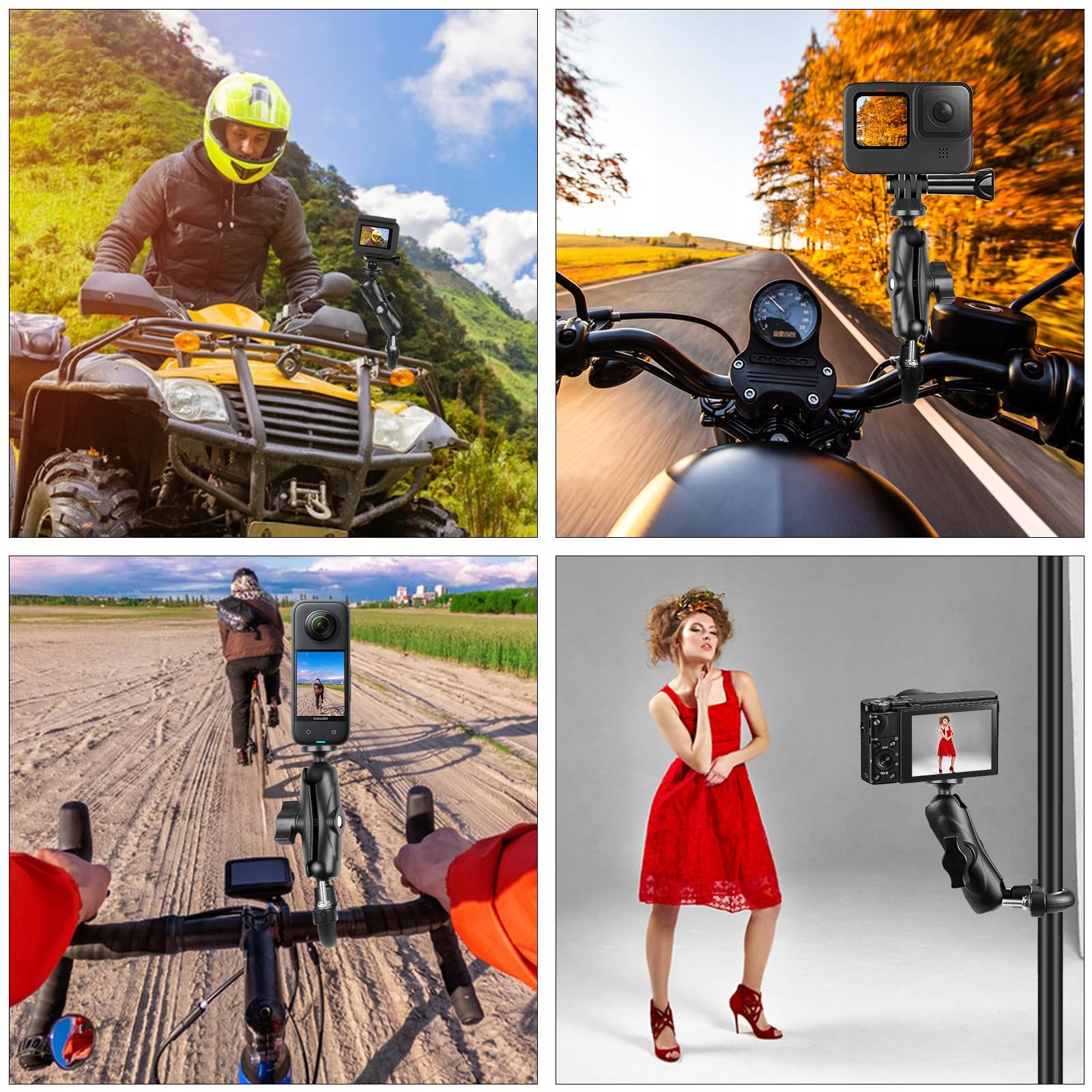 Uchwyt Kamery Motocyklowy U Do Insta360 GoPro DJI Akcji Rowerowy PULUZ — miniatura 6
