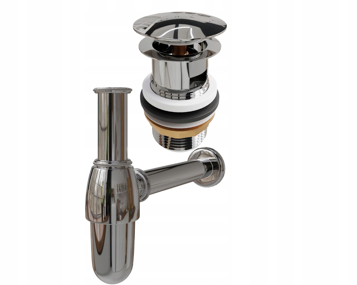 

Syfon do umywalki klik klak duży z przelewem chrom