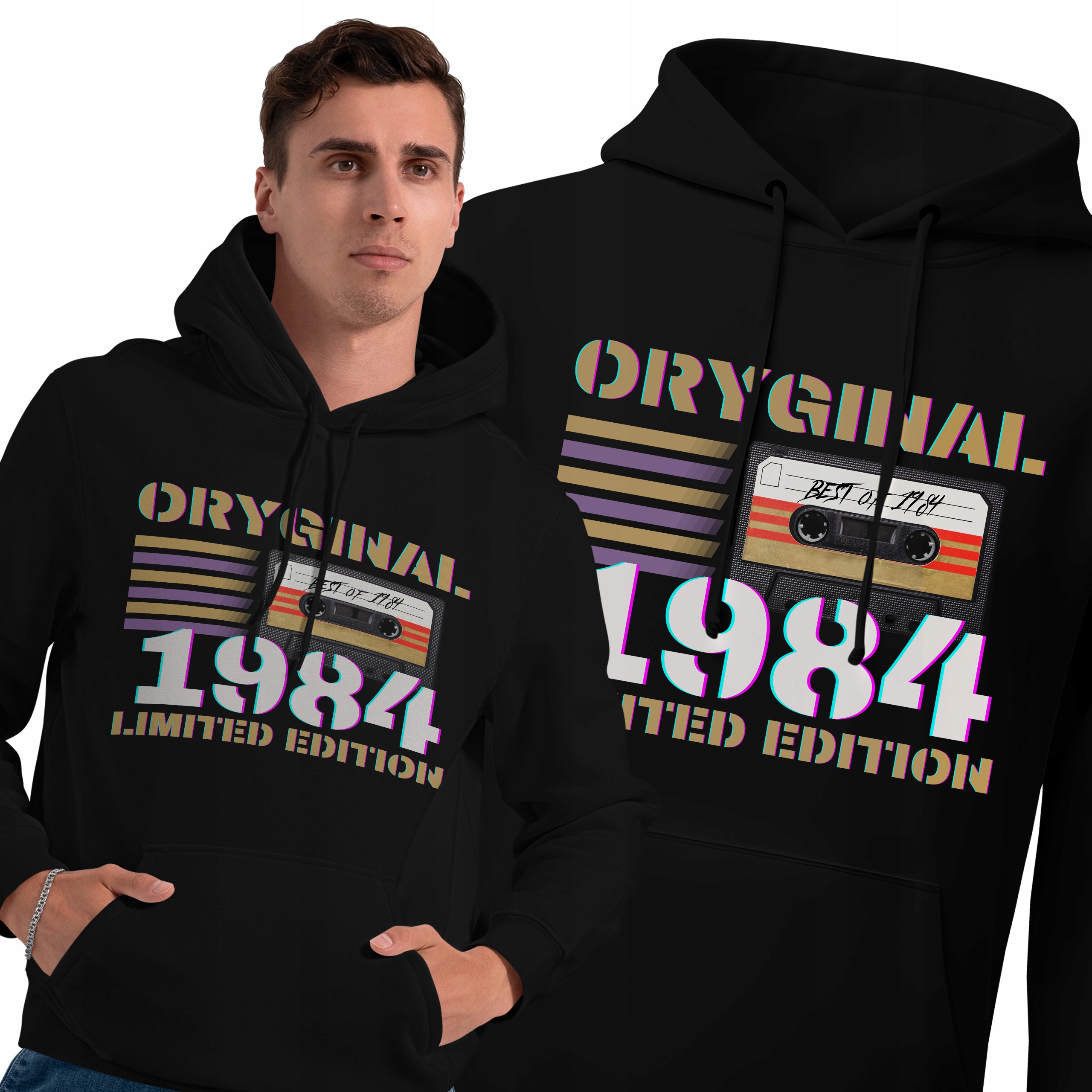 Pánská mikina klokanka Vintage k narozeninám s libovolným rokem a kapucí Dárek