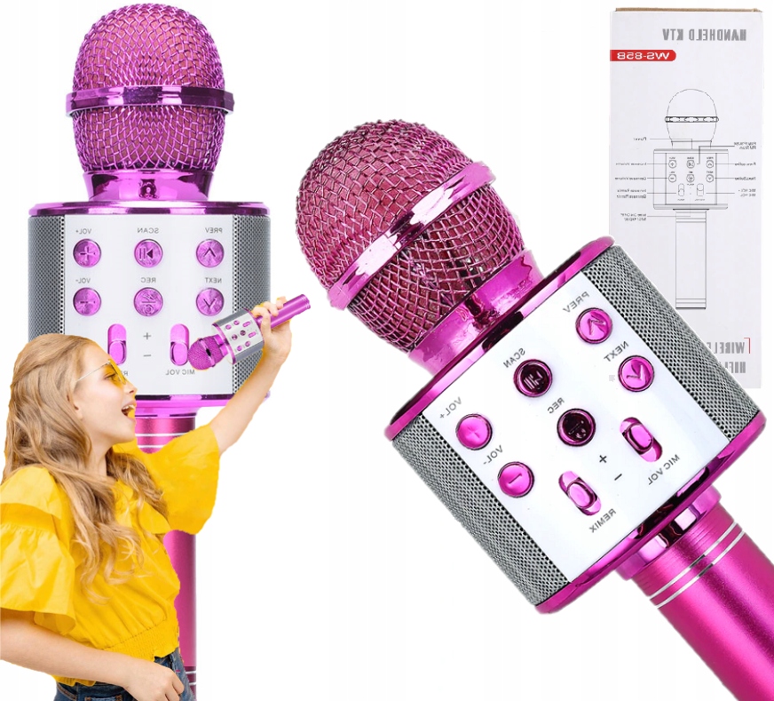 MIKROFON DLA DZIECI BEZPRZEWODOWY KARAOKE BLUETOOTH GŁOŚNIK NA PREZENT