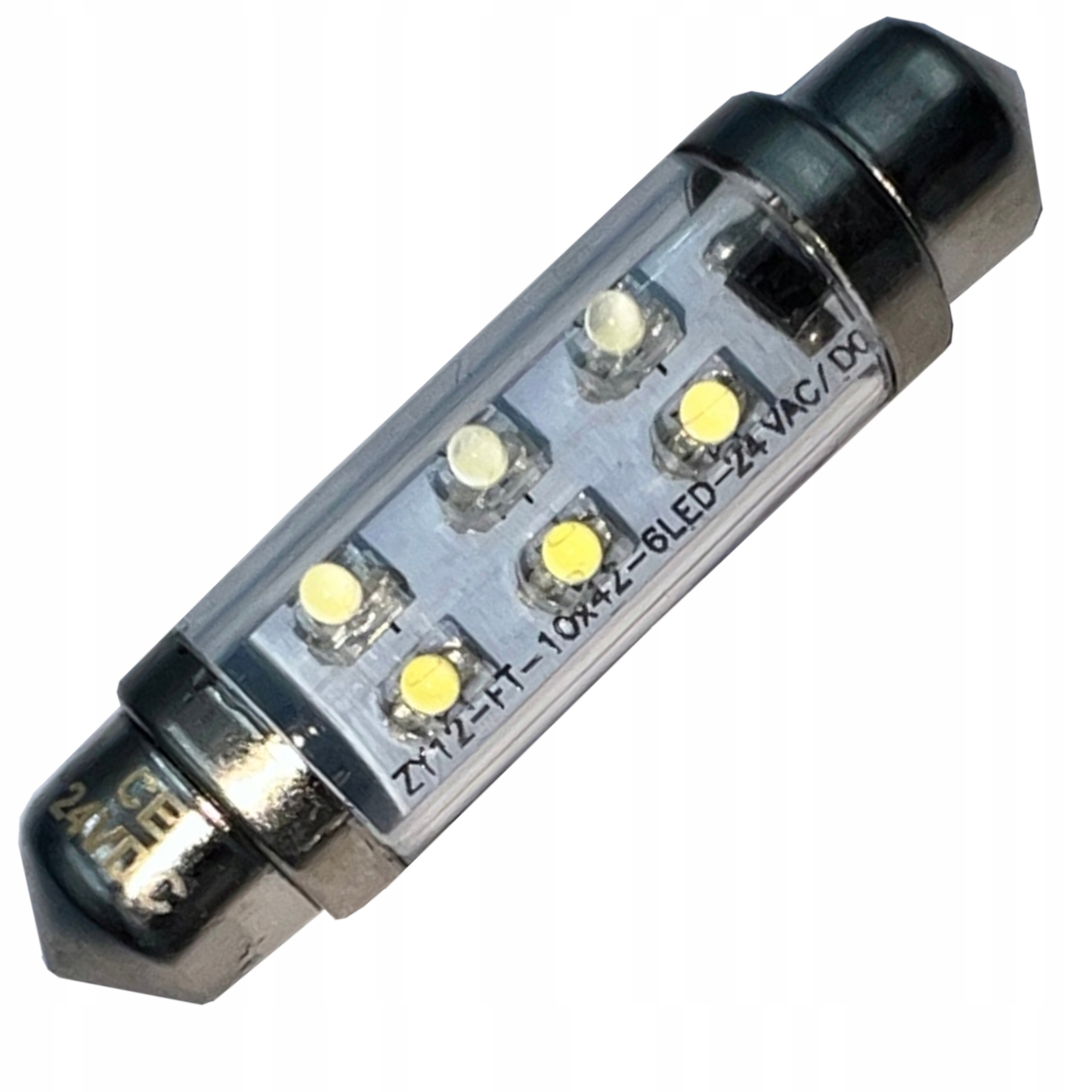 

żarówka rurkowa 6 Led 10x36 mm c5w czerwona 24v