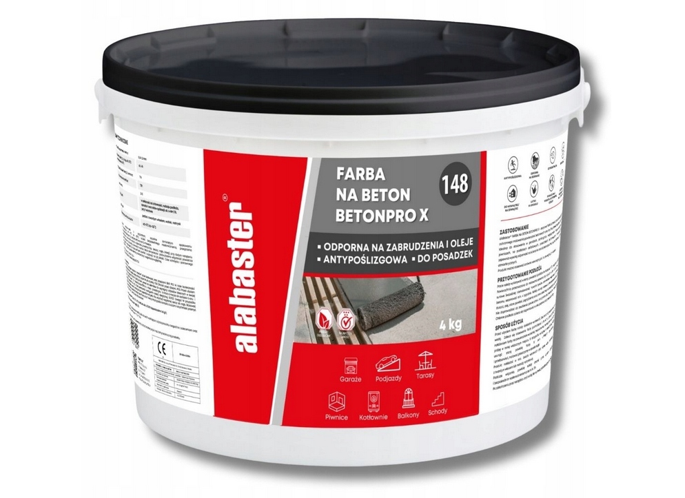 Barva na betonu Alabaster Betonpro X 4 kg, do garáže, sklepa, Tmavě Šedá