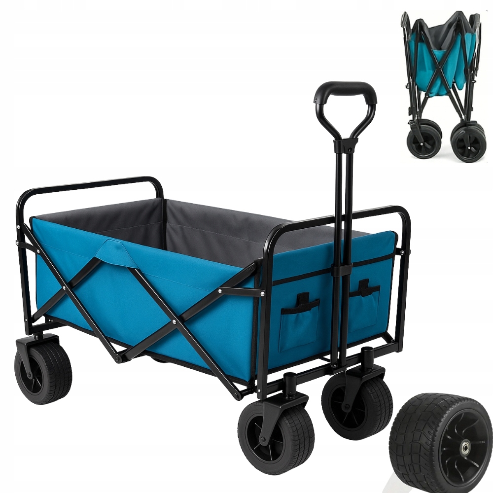 Duży Wózek Plażowy Turystyczny Transportowy Składany Ogrodowy Premium 150L