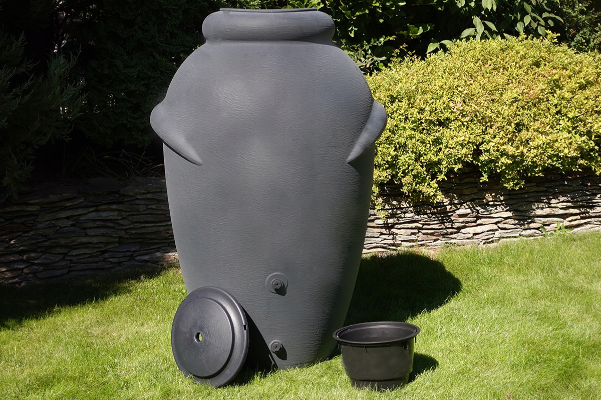 Pojemnik BECZKA ZBIORNIK na deszczówkę 360L ZESTAW PRZYŁĄCZY kran ŁAPACZ Kolor inny kolor