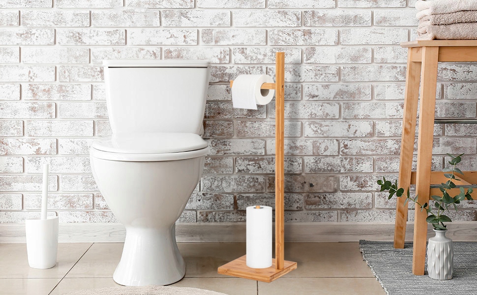 STOJAK NA PAPIER TOALETOWY ZAPAS DREWNIANY UCHWYT BAMBUSOWY DO ŁAZIENKI WC Rodzaj wolnostojące