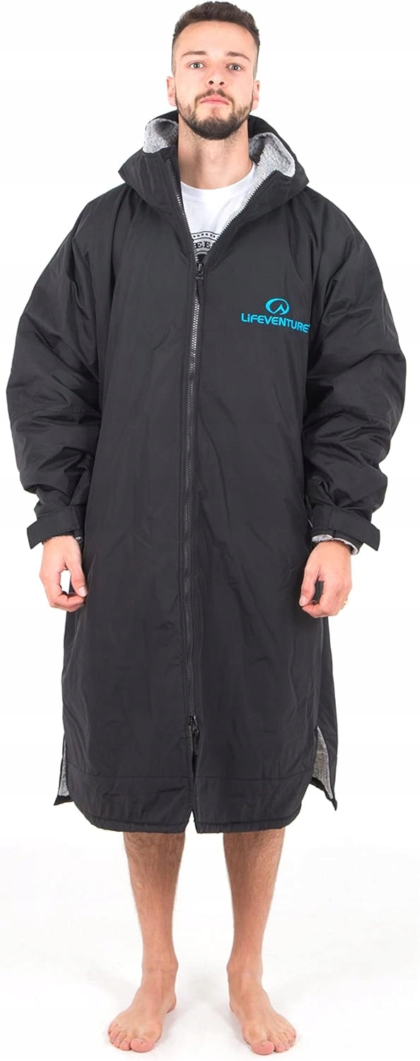 Lifeventure voděodolný fleecový pončo župan černý L-XL 62145