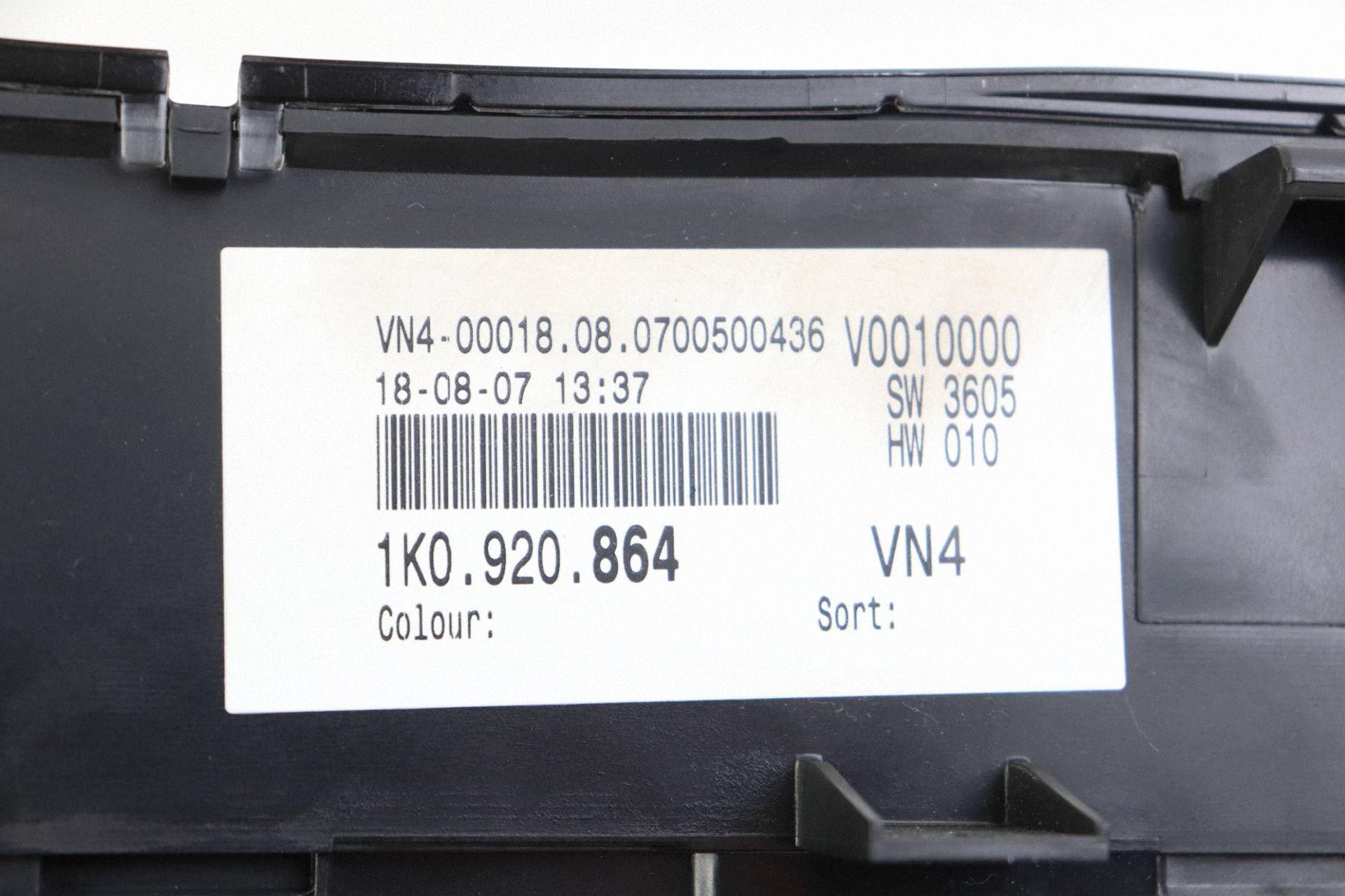 VW GOLF V dials dials PREDKOSCIOMIERZ petrol 1K0920864 EUROPA