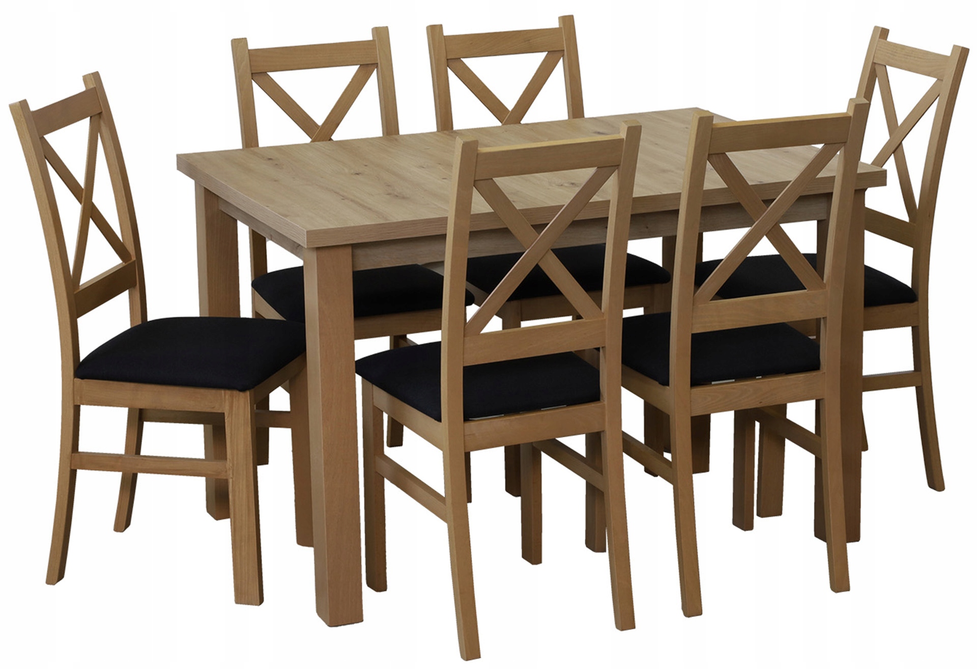 Sada kuchyňský stůl 150/190x80 6 jídelních židlí M0018-6 Dub Artisan