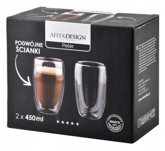 Kpl. 2 SZKLANEK TERMICZNYCH filiżanka 450ml 1797 Marka Affek Design