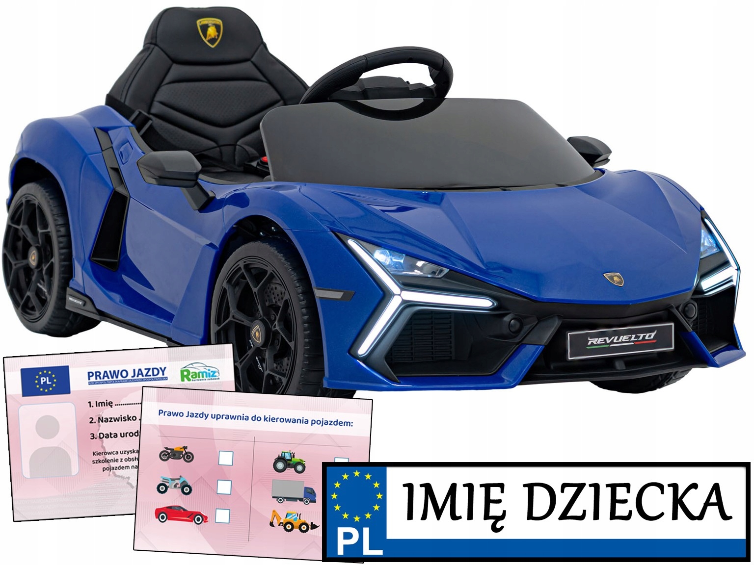 Samochód na akumulator Lamborghini Revuelto pilot prawo jazdy