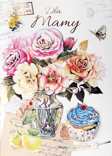

Kartka Dla Mamy pięknie zdobiona pastelowa H1012
