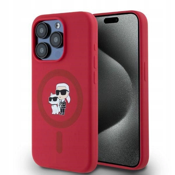 Pouzdro Karl Lagerfeld Silicone Karl&Choupette Heads Ring MagSafe pro iPhone 15