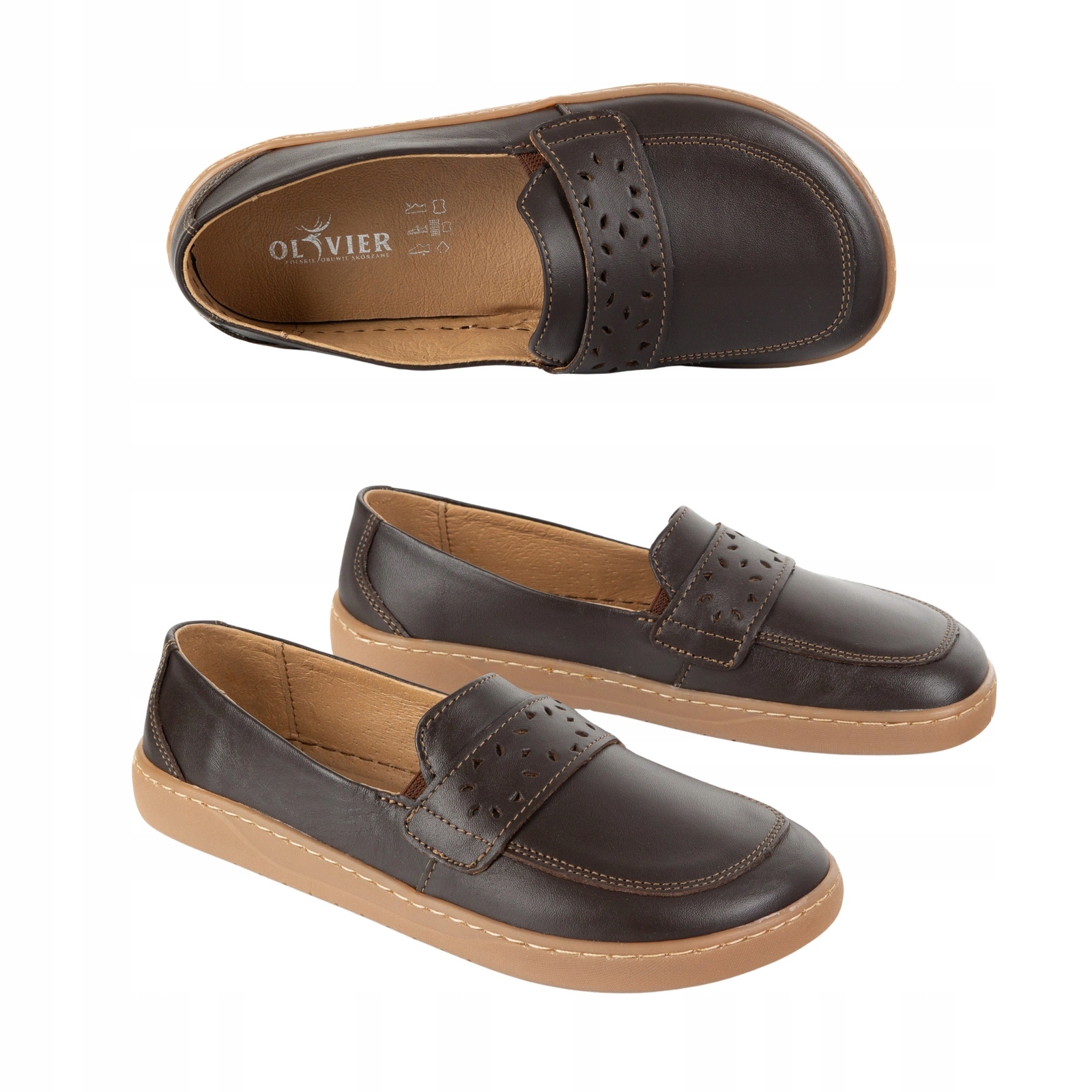 Mokasíny Inga barefoot Olivier dámské boty tuhé tmavě hnědé 38