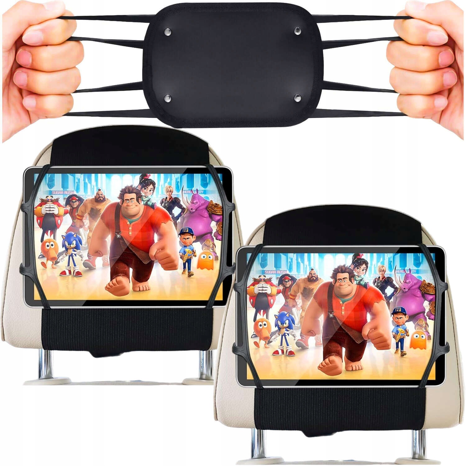 2x Uchwyt Samochodowy Na Zagłówek Auta Na Tablet Telefon Czytnik Czarny