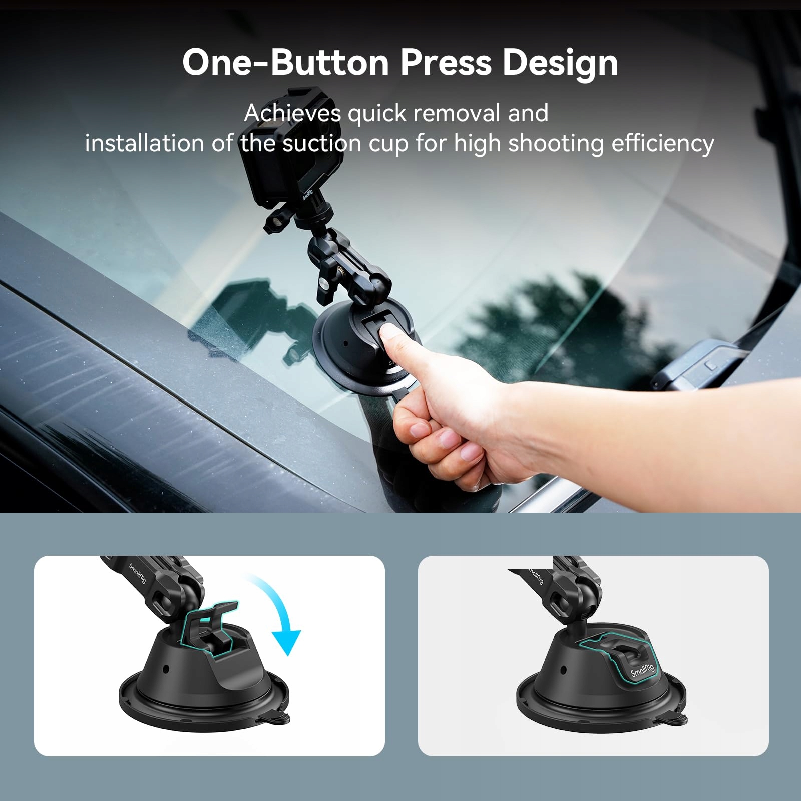 SMALLRIG Uchwyt Przyssawkowy Do GoPro DJI Insta360 Na Szybę Samochodu — miniatura 6