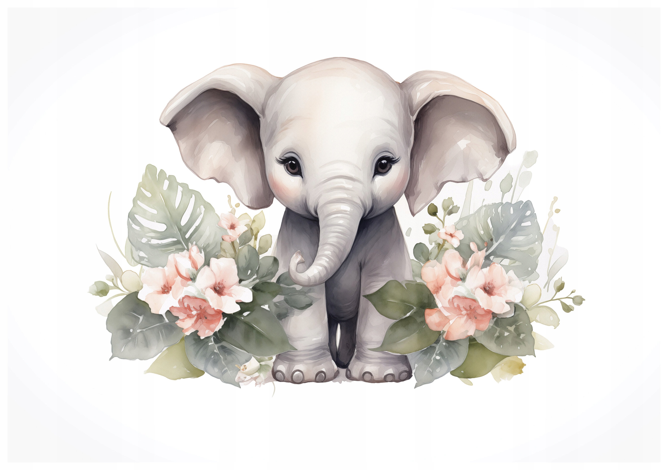 Fototapeta Slon v kvetoch pastelové vinylové farby 416x254 lepidlo
