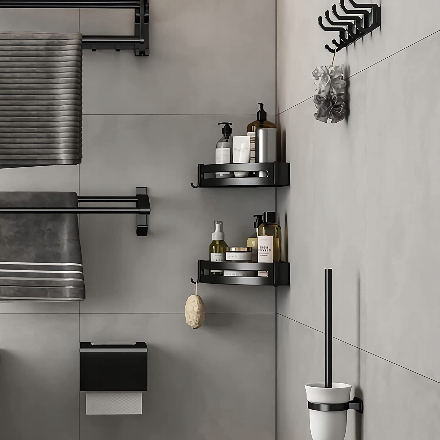 PÓŁKA ŁAZIENKOWA POD PRYSZNIC LOFTOWA NAROŻNA MAT Liczba poziomów 1