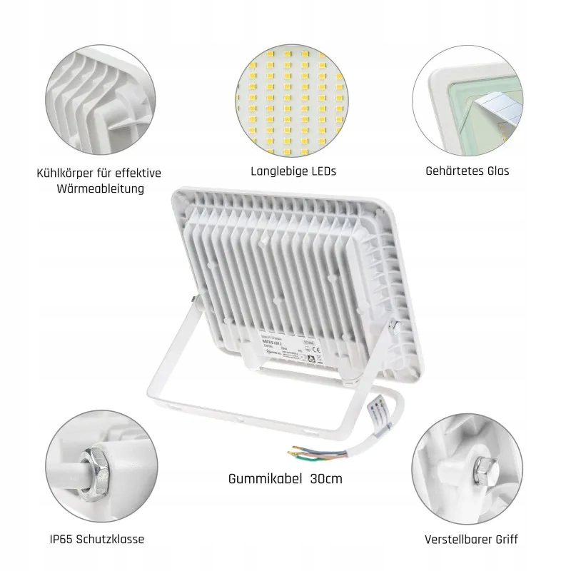 NOCTIS LUX 2 NAŚWIETLACZ 50W NW 230V IP65 160x205x31mm BIAŁY halogen