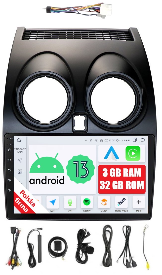 Navigácia Rádio 2DIN Android Nissan Qashqai 3/32 Gb Dsp Carplay Lte