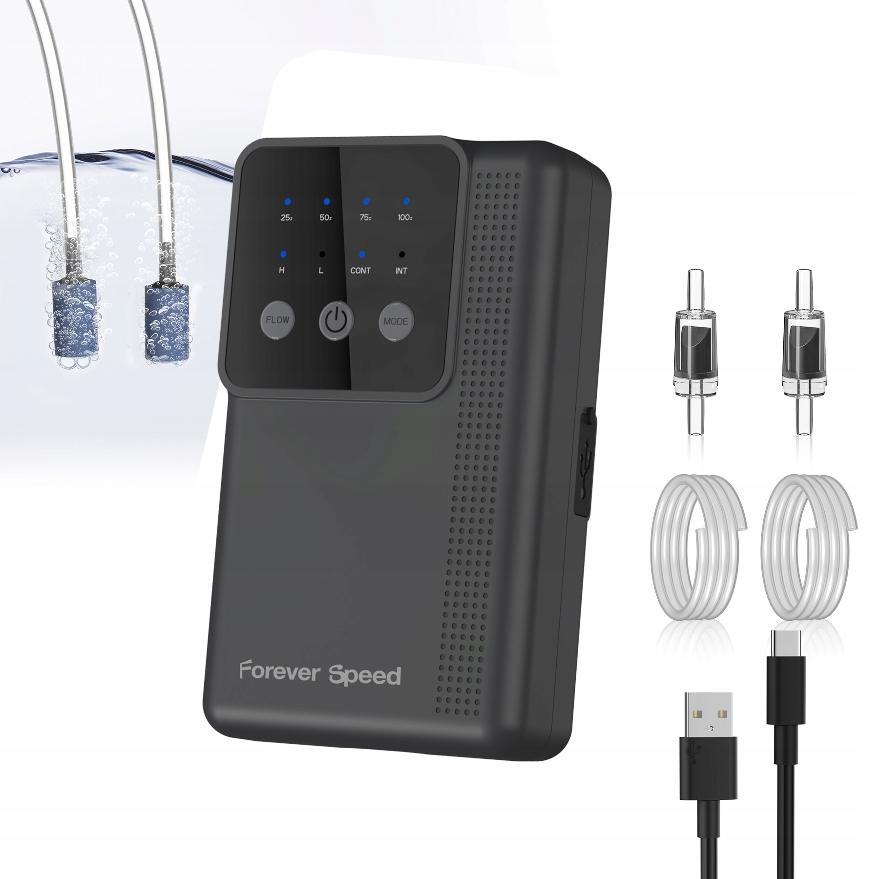 Levně Přenosná Vzduchová Pumpa Do Akvária S Regulací Výkonu 2200 mAh 3 W