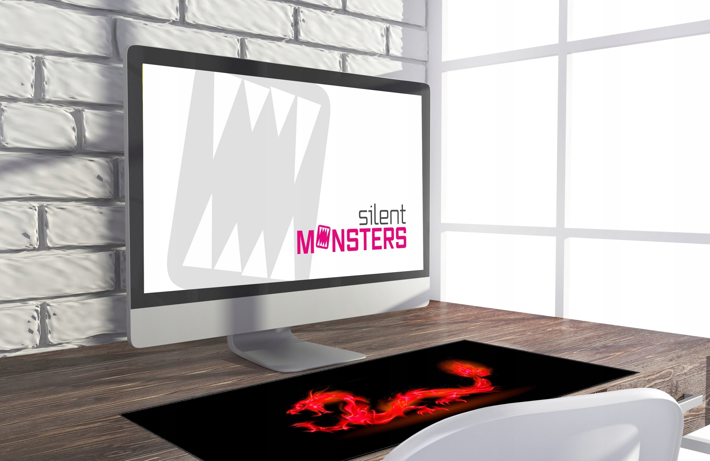 SILENT MONSTERS Podkładka Pod Myszkę XXL 900x400 mm Czerwona Dla Graczy — miniatura 9