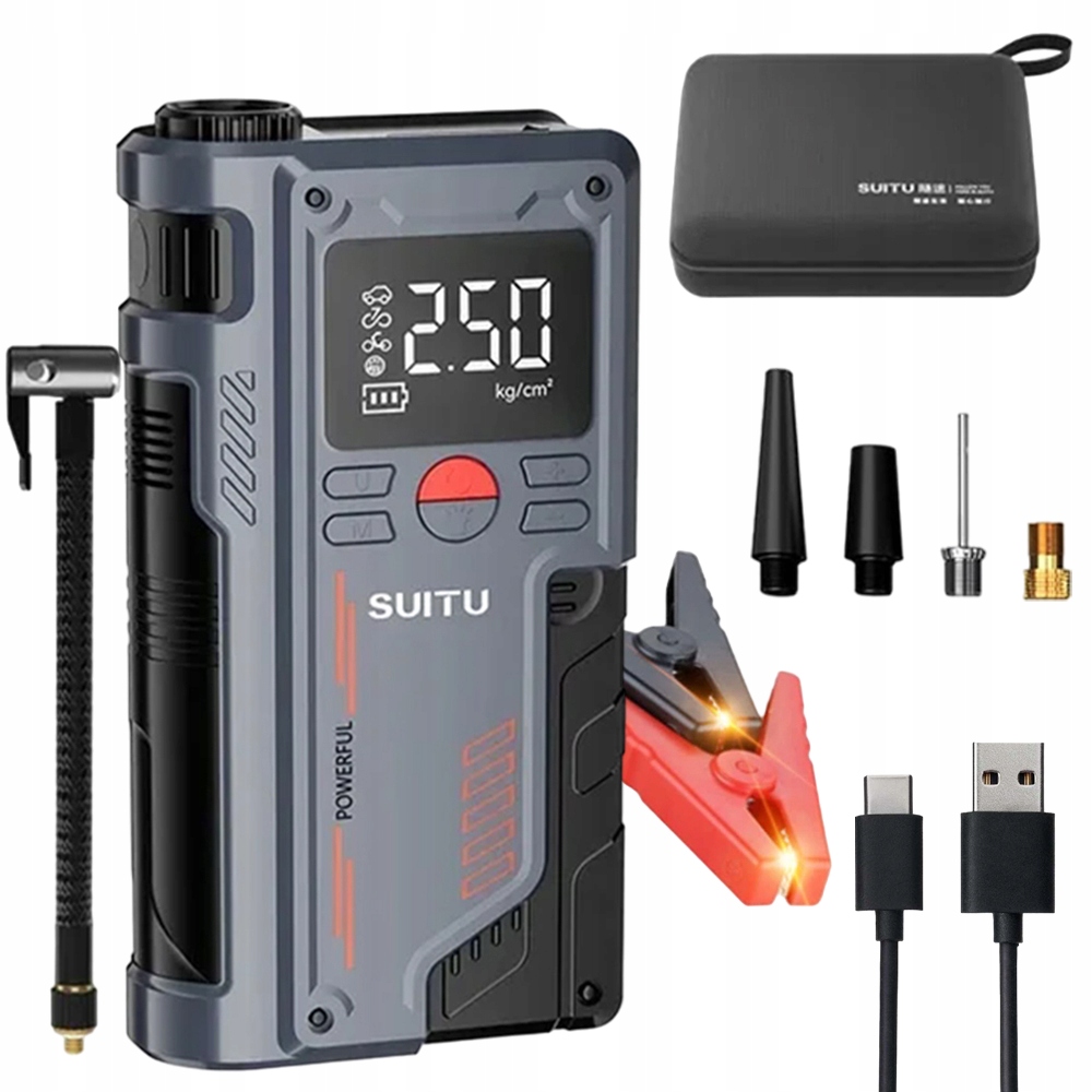 Jump Starter Booster 12V Kompresor do auta Fúkač Powerbank 20000 mAh