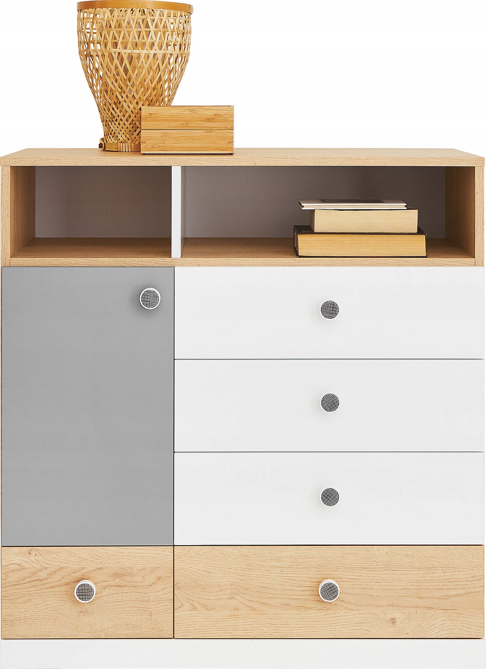 Komoda Brera 85 cm do obývacího pokoje Ložnice 5 Zásuvek Dub