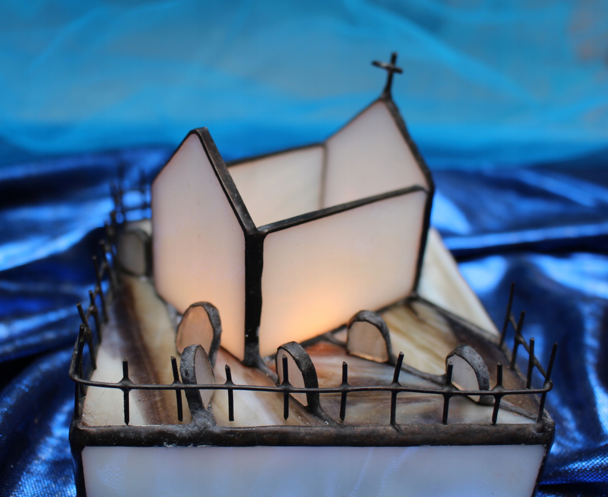 Świecznik witraż mroczny cmentarz Halloween b2 Marka inna