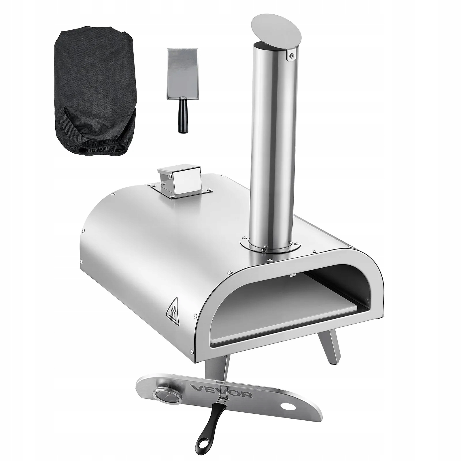 Kamna na pizzu 30,5 cm, peletová, ocelová, teploměr zahradní, přenosná