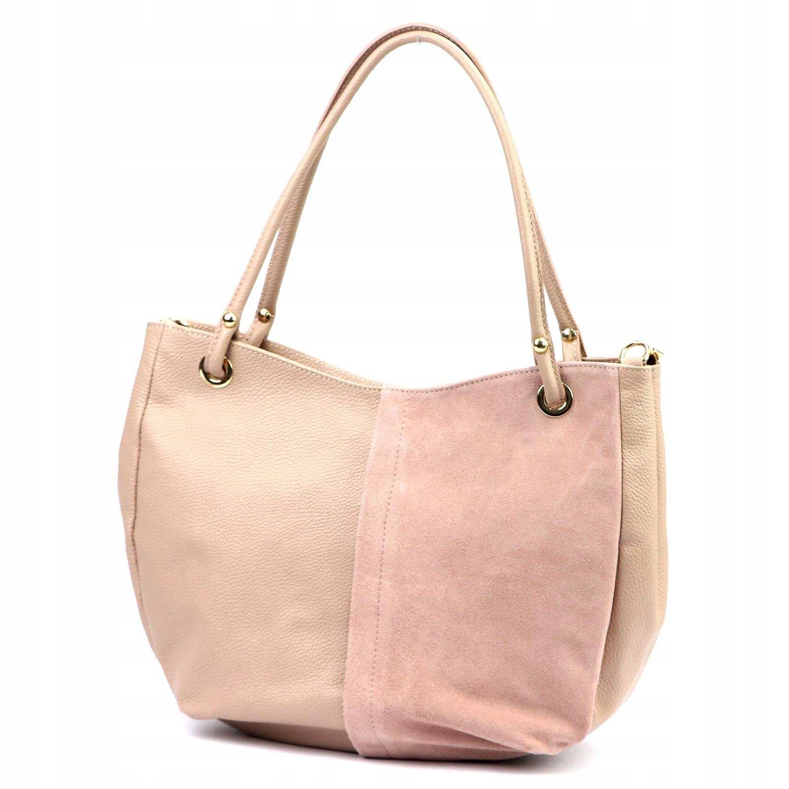 Dámská kožená shopper kabelka starorůžová, která pojme formát A4