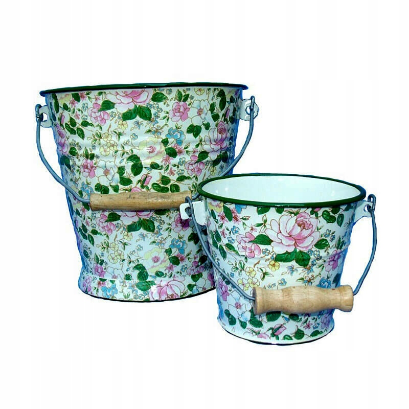 Wiaderko emaliowane retro 5 L wiadro kwiaty Pojemność 5 l